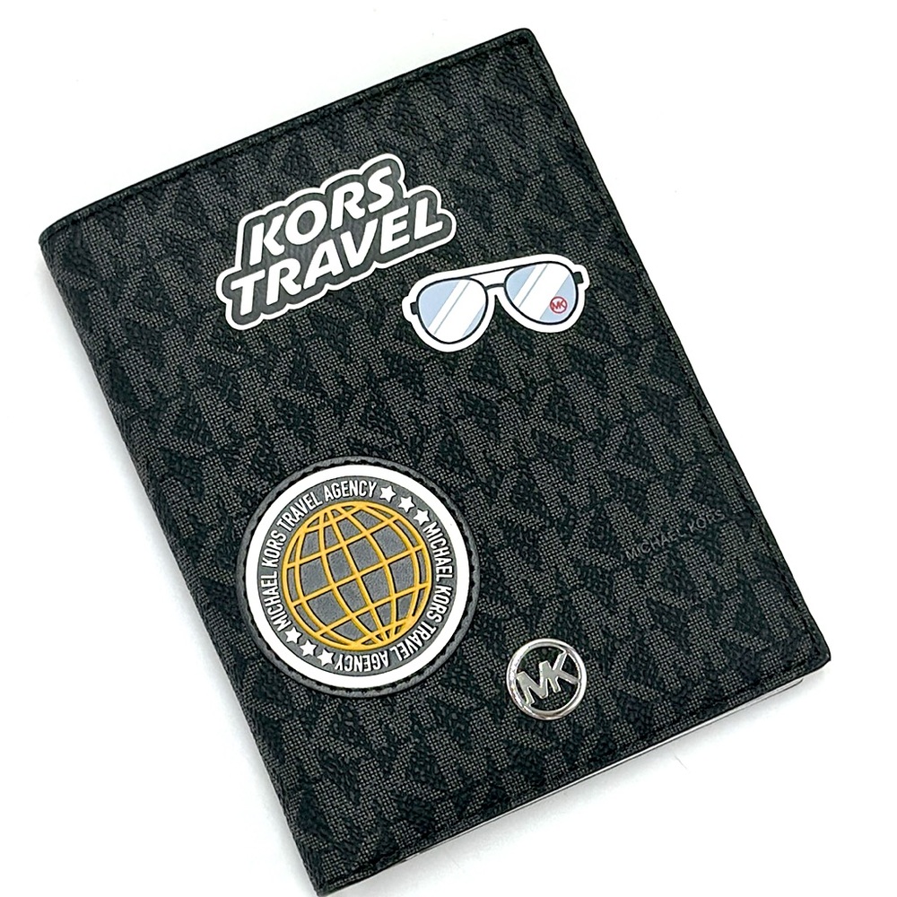 Michael Kors Black Passport Cover with Patches - Picture 7 of 10